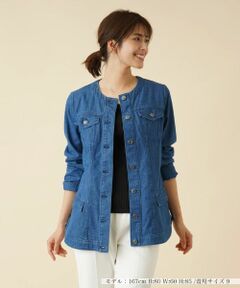 Leilian / レリアン テーラードジャケット | 洗えるノーカラーデニムジャケット【Leilian：EZUMI】