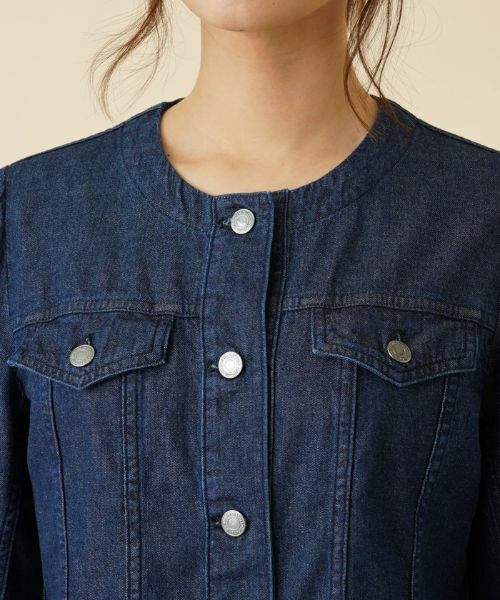 Leilian / レリアン テーラードジャケット | 洗えるノーカラーデニムジャケット【Leilian：EZUMI】 | 詳細10