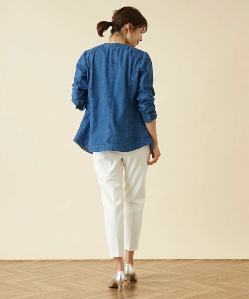 Le様 Lowrys Farm Denim Pants Wide Cut Off Belt M Indigo Blue HO