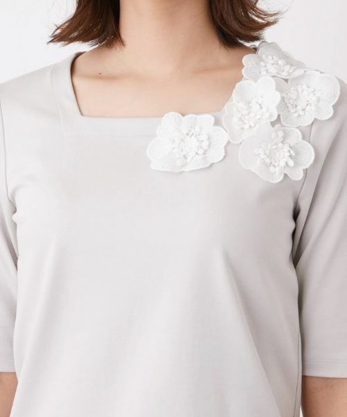 Leilian / レリアン Tシャツ | フラワーモチーフカットソー | 詳細7
