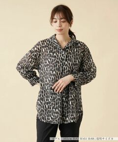 Leilian / レリアン シャツ・ブラウス | 総柄オープンカラーブラウス