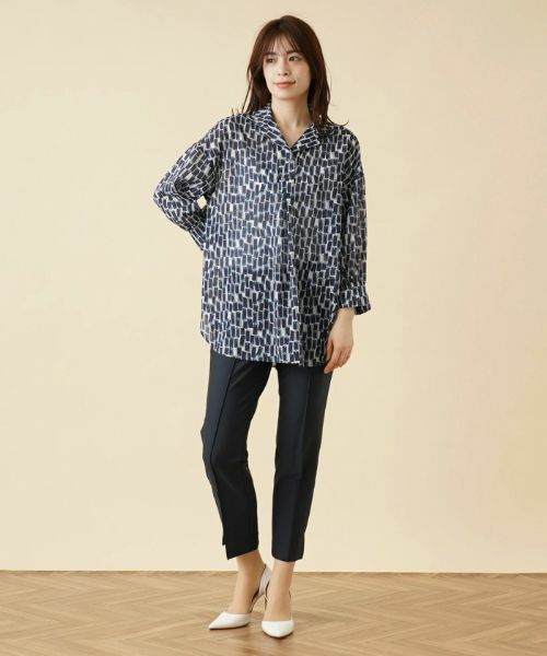 Leilian / レリアン シャツ・ブラウス | 総柄オープンカラーブラウス | 詳細1