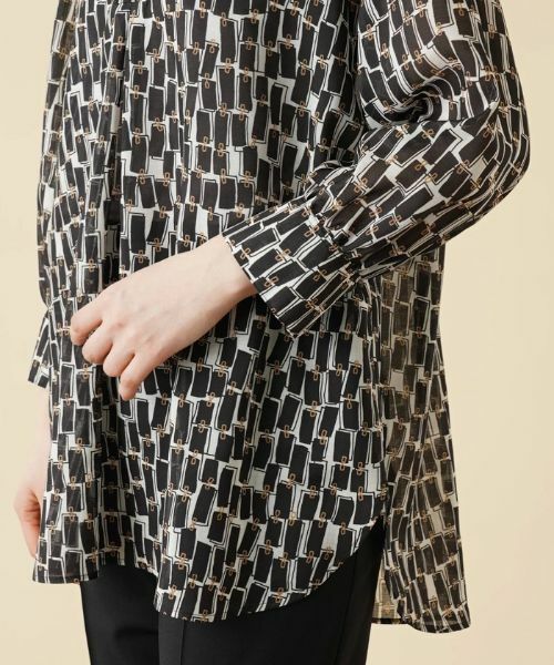 Leilian / レリアン シャツ・ブラウス | 総柄オープンカラーブラウス | 詳細13