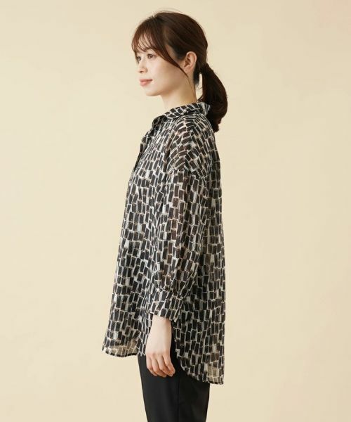 Leilian / レリアン シャツ・ブラウス | 総柄オープンカラーブラウス | 詳細8