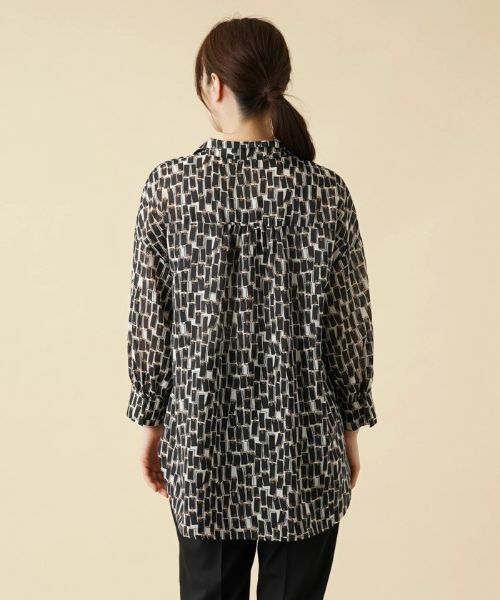 Leilian / レリアン シャツ・ブラウス | 総柄オープンカラーブラウス | 詳細9