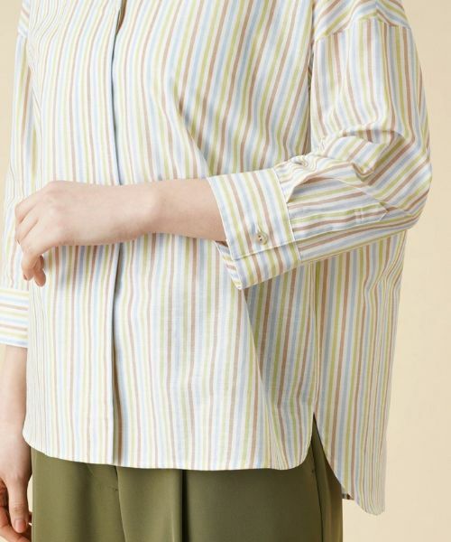 Leilian / レリアン シャツ・ブラウス | マルチストライプ比翼ブラウス | 詳細9