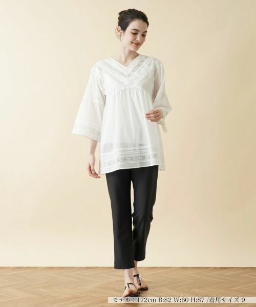 Leilian / レリアン シャツ・ブラウス | ピンタックレースチュニックブラウス | 詳細1