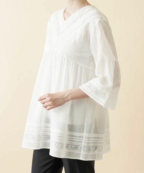 Leilian / レリアン シャツ・ブラウス | ピンタックレースチュニックブラウス | 詳細10