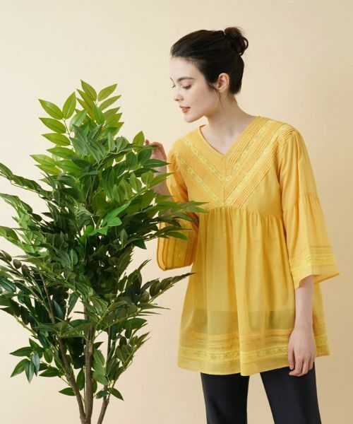 Leilian / レリアン シャツ・ブラウス | ピンタックレースチュニックブラウス | 詳細15