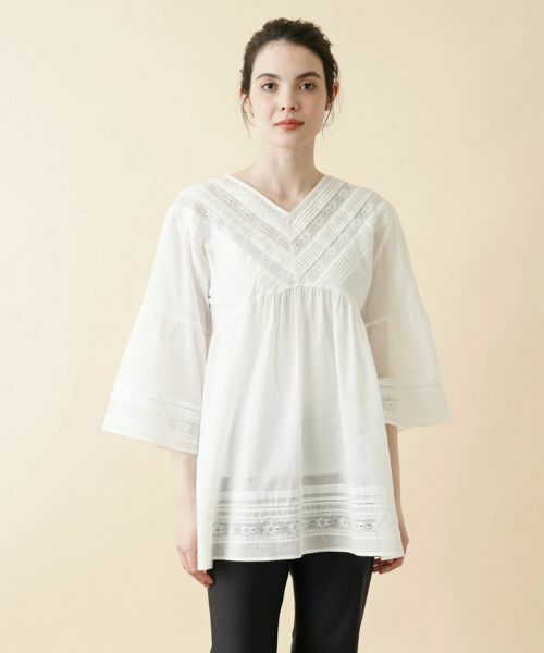 Leilian / レリアン シャツ・ブラウス | ピンタックレースチュニックブラウス | 詳細5