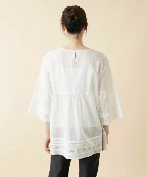 Leilian / レリアン シャツ・ブラウス | ピンタックレースチュニックブラウス | 詳細7