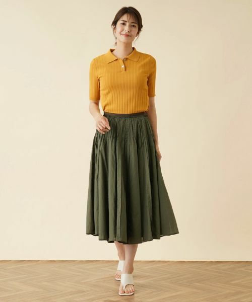 Leilian / レリアン ミニ・ひざ丈スカート | タックミモレスカート | 詳細11
