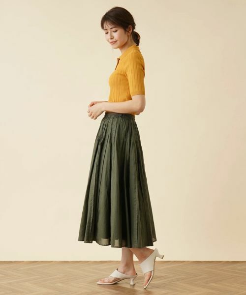 Leilian / レリアン ミニ・ひざ丈スカート | タックミモレスカート | 詳細12