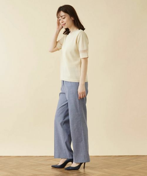 Leilian / レリアン ニット・セーター | シアー切替半袖ニット【ROCHAS Premiere】 | 詳細2