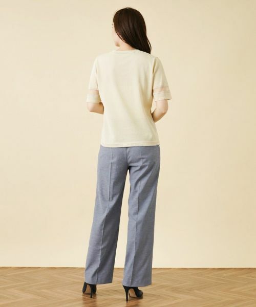 Leilian / レリアン ニット・セーター | シアー切替半袖ニット【ROCHAS Premiere】 | 詳細3