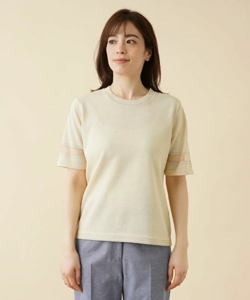 Leilian / レリアン ニット・セーター | シアー切替半袖ニット【ROCHAS Premiere】 | 詳細4