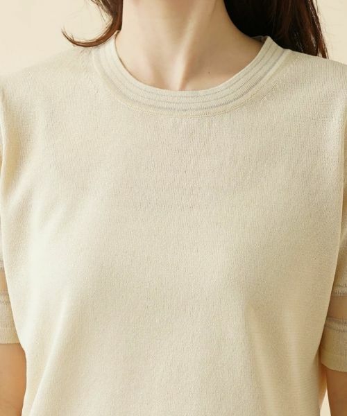 Leilian / レリアン ニット・セーター | シアー切替半袖ニット【ROCHAS Premiere】 | 詳細7
