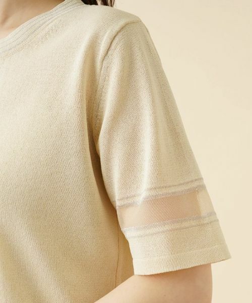 Leilian / レリアン ニット・セーター | シアー切替半袖ニット【ROCHAS Premiere】 | 詳細9