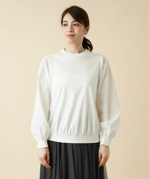 Leilian / レリアン カットソー | レース切替ボリュームスリーブカットソー【MUSE BY ROCHAS Premiere】 | 詳細4