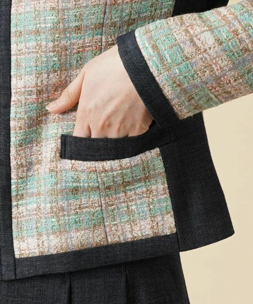 Leilian / レリアン テーラードジャケット | ミックスツイードノーカラージャケット | 詳細10