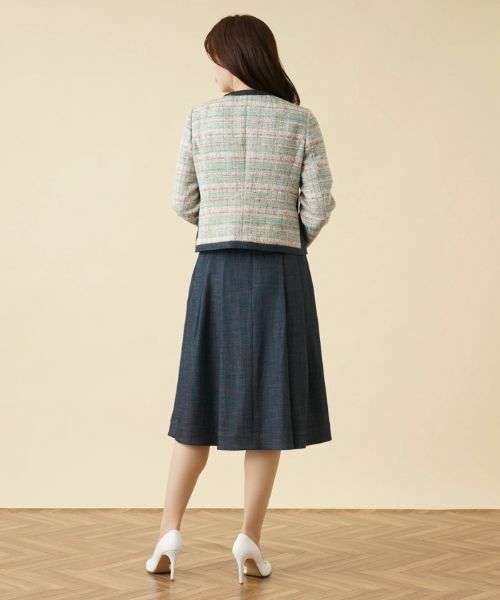 Leilian / レリアン テーラードジャケット | ミックスツイードノーカラージャケット | 詳細3