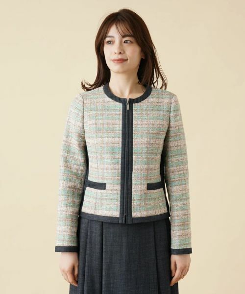Leilian / レリアン テーラードジャケット | ミックスツイードノーカラージャケット | 詳細4