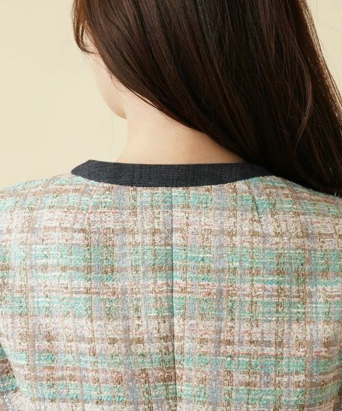 Leilian / レリアン テーラードジャケット | ミックスツイードノーカラージャケット | 詳細8