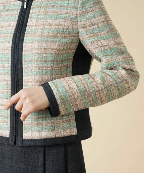Leilian / レリアン テーラードジャケット | ミックスツイードノーカラージャケット | 詳細9