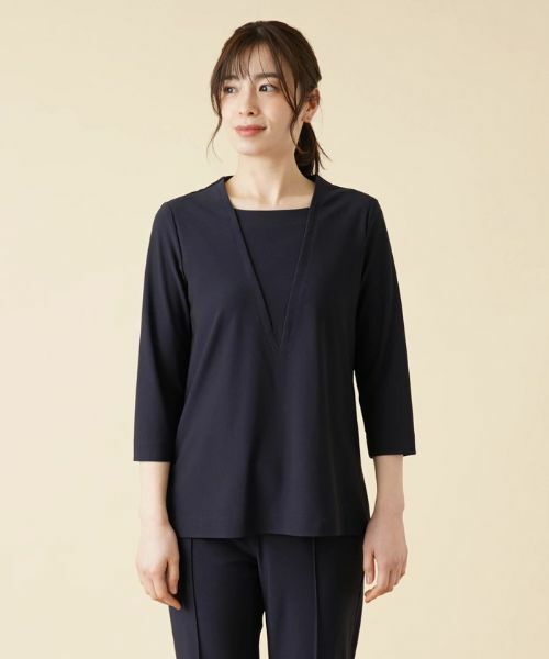 Leilian / レリアン シャツ・ブラウス | Vネック七分袖オーバーブラウス【ROCHAS Premiere】 | 詳細4