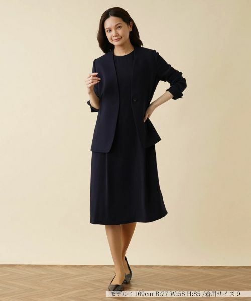 Leilian / レリアン テーラードジャケット | Vネックノーカラージャケット | 詳細1