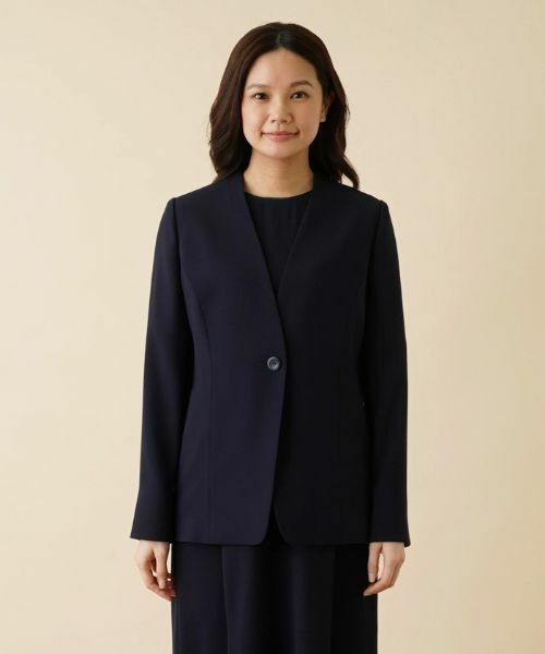 Leilian / レリアン テーラードジャケット | Vネックノーカラージャケット | 詳細4