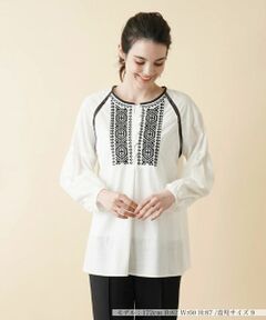 Leilian / レリアン シャツ・ブラウス | 刺繍×レースボリュームスリーブブラウス