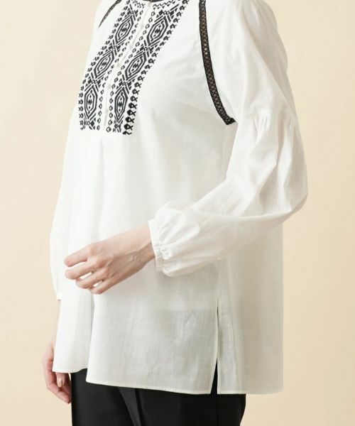 Leilian / レリアン シャツ・ブラウス | 刺繍×レースボリュームスリーブブラウス | 詳細10