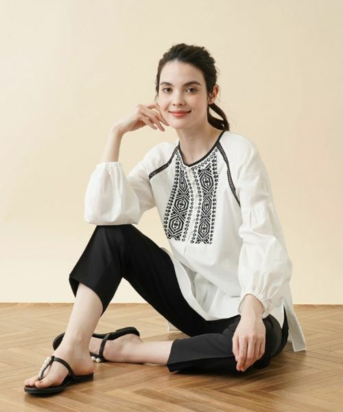 Leilian / レリアン シャツ・ブラウス | 刺繍×レースボリュームスリーブブラウス | 詳細4