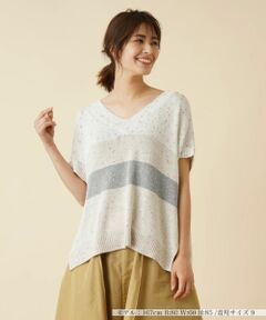 Leilian / レリアン テーラードジャケット | ラメVネックニットベスト【TONET】