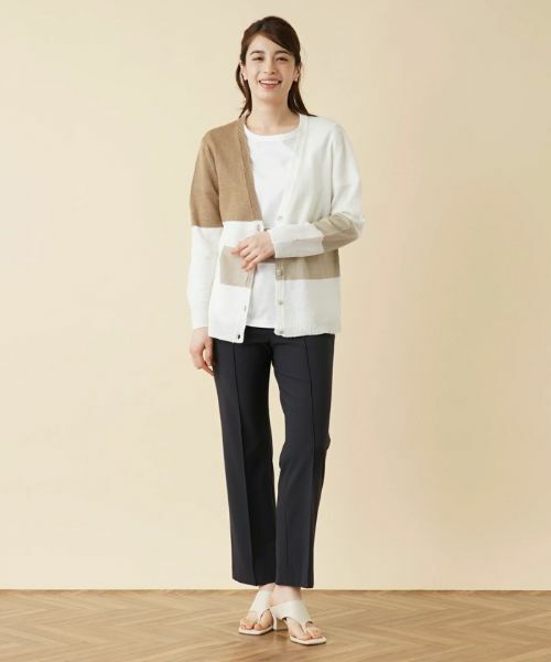 Leilian / レリアン カーディガン・ボレロ | カラーブロックVネックカーディガン【HAND】 | 詳細11