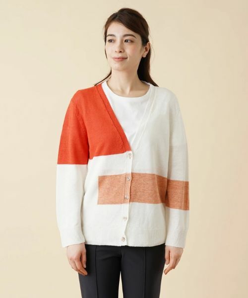 Leilian / レリアン カーディガン・ボレロ | カラーブロックVネックカーディガン【HAND】 | 詳細4