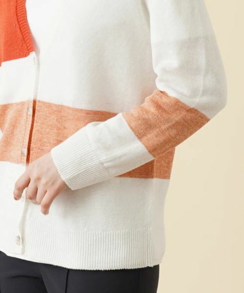 Leilian / レリアン カーディガン・ボレロ | カラーブロックVネックカーディガン【HAND】 | 詳細9