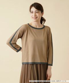 Leilian / レリアン ニット・セーター | 配色ラインクルーネックニット