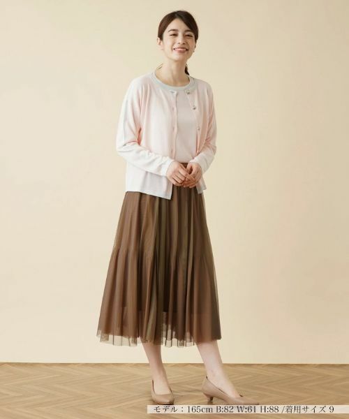 Leilian / レリアン カーディガン・ボレロ | 配色ラインクルーネックカーディガン【HAND】 | 詳細1