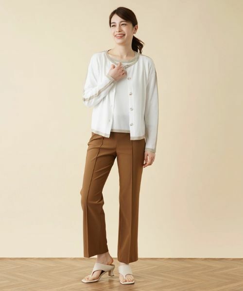 Leilian / レリアン カーディガン・ボレロ | 配色ラインクルーネックカーディガン【HAND】 | 詳細11