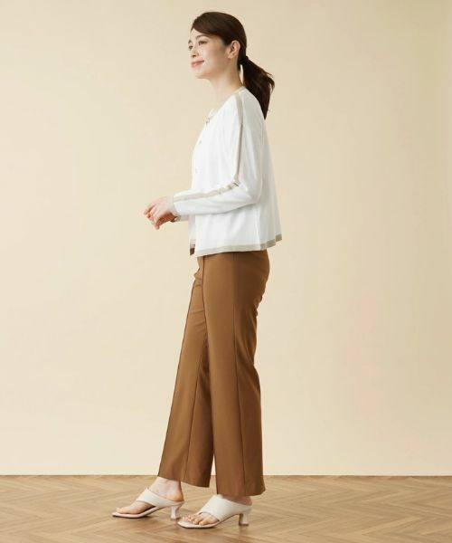 Leilian / レリアン カーディガン・ボレロ | 配色ラインクルーネックカーディガン【HAND】 | 詳細12