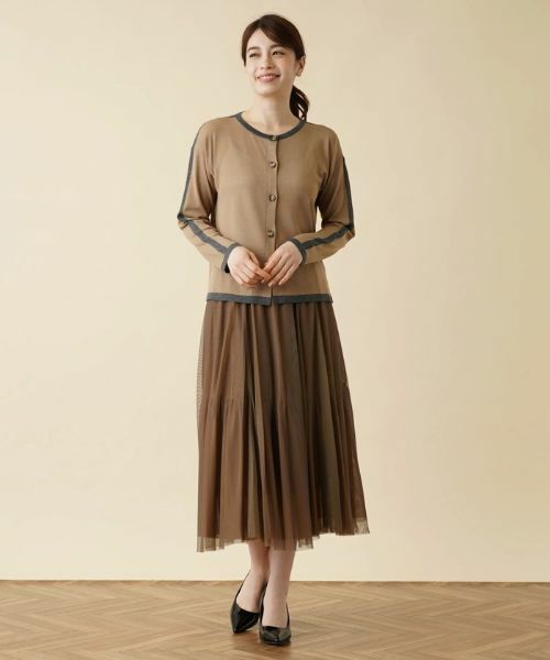 Leilian / レリアン カーディガン・ボレロ | 配色ラインクルーネックカーディガン【HAND】 | 詳細14