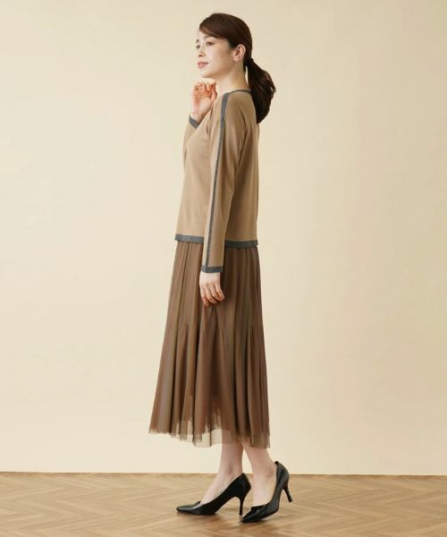 Leilian / レリアン カーディガン・ボレロ | 配色ラインクルーネックカーディガン【HAND】 | 詳細15