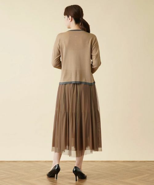 Leilian / レリアン カーディガン・ボレロ | 配色ラインクルーネックカーディガン【HAND】 | 詳細16