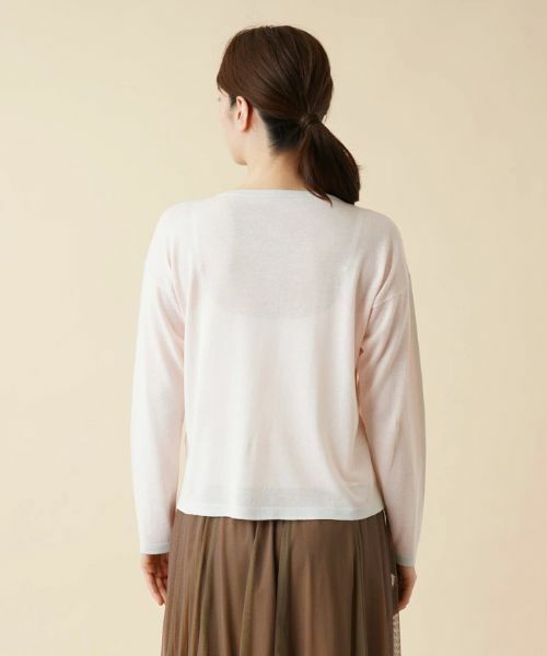 Leilian / レリアン カーディガン・ボレロ | 配色ラインクルーネックカーディガン【HAND】 | 詳細6