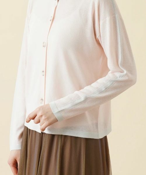 Leilian / レリアン カーディガン・ボレロ | 配色ラインクルーネックカーディガン【HAND】 | 詳細9