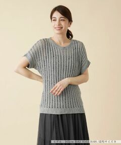 Leilian / レリアン ニット・セーター | 透かし編みフレンチスリーブニット