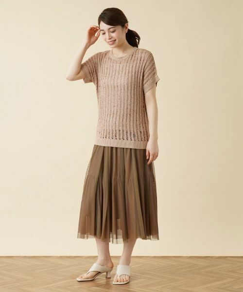 Leilian / レリアン ニット・セーター | 透かし編みフレンチスリーブニット | 詳細11