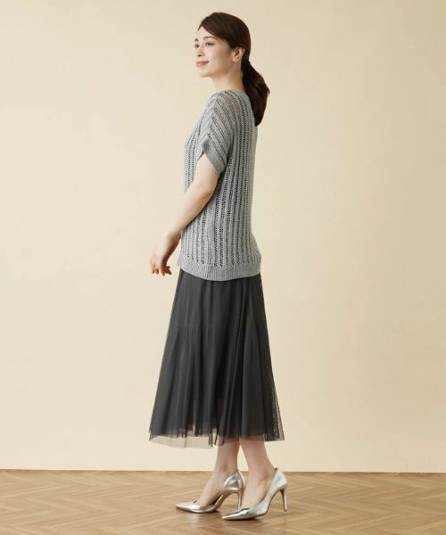 Leilian / レリアン ニット・セーター | 透かし編みフレンチスリーブニット | 詳細2